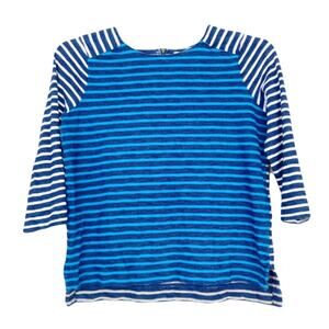 Madewell Blue Striped Three Quarter Sleeve Shirt Sz M